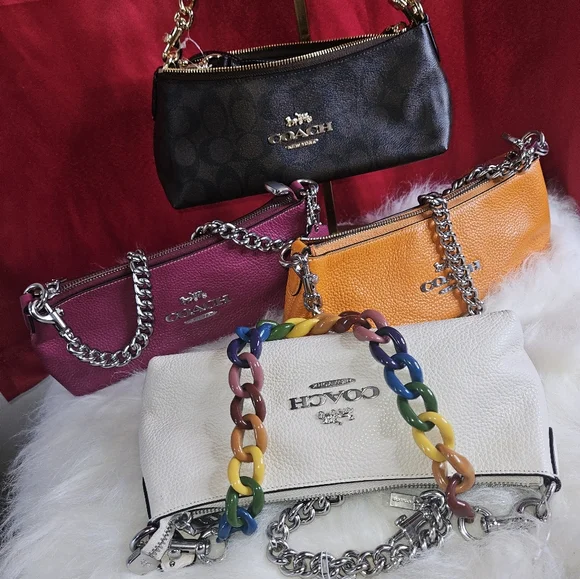 Coach Charlotte Shoulder Soft Leather Bag w/3 straps Rainbow/Silver/Leather - Picture 4 of 4